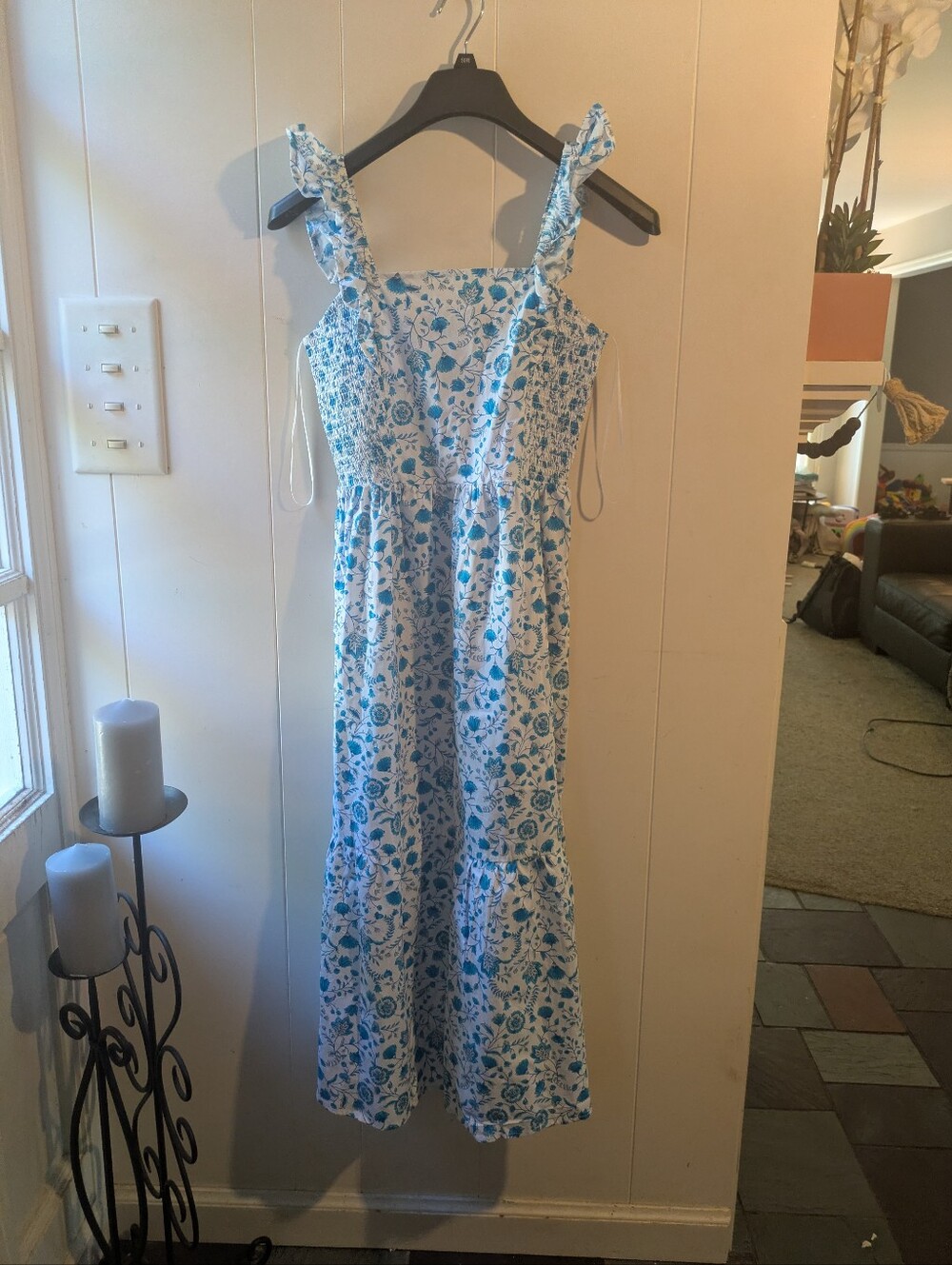 Draper James Blue and White Floral Midi Dress
